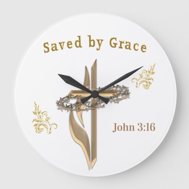 Saved by Grace Large Clock (Front)
