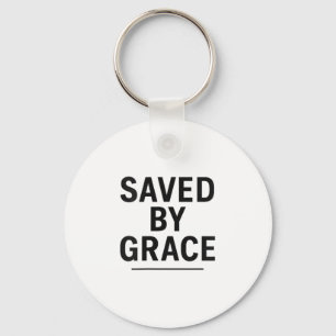 Saved By Grace Minimalist Christian Graphic Key Ring