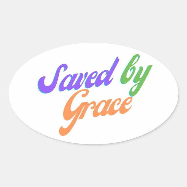 Saved by Grace Oval Sticker (Front)