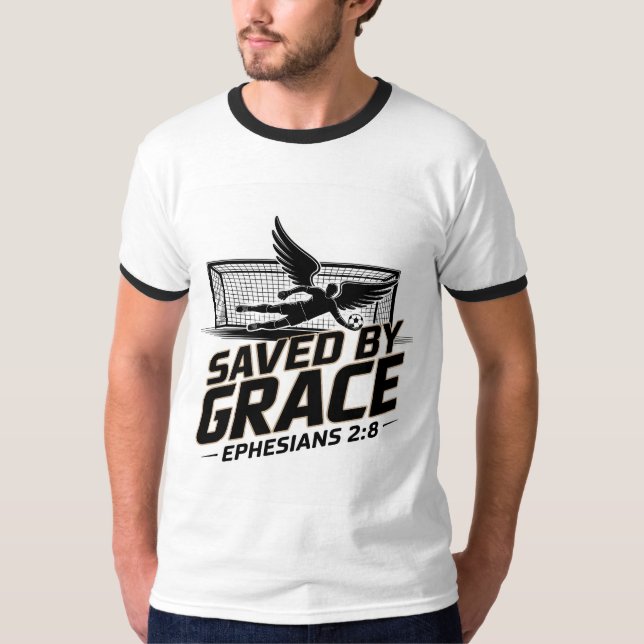 Saved by grace soccer T-Shirt (Front)