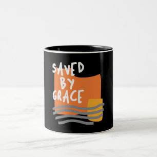 Saved By Grace - Uplifting Christian Quote Two-Tone Coffee Mug