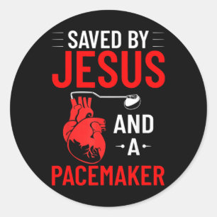Saved By Jesus And A Pacemaker Heart Disease Aware Classic Round Sticker