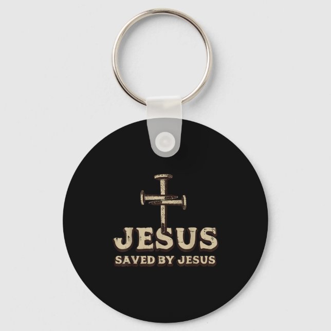 Saved By Jesus Cross Christian Religious God Jesus Key Ring (Front)