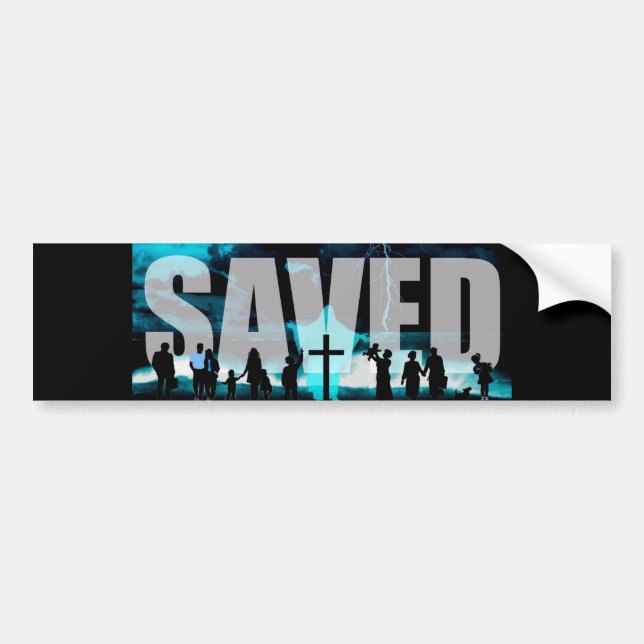 Saved Jesus Christ Cross Christian Bumper Sticker (Front)