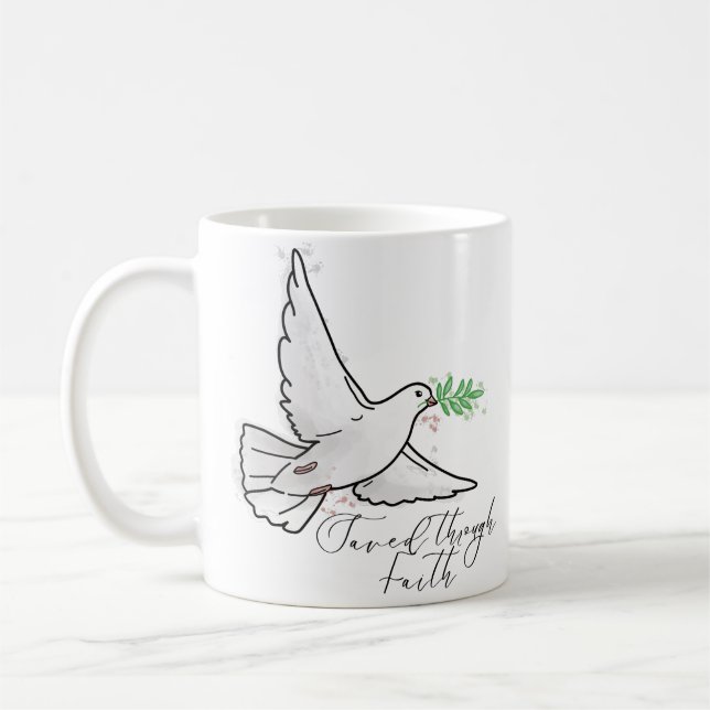 Saved Through Faith Dove illustration  Coffee Mug (Left)