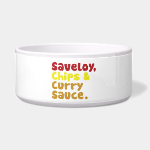 Saveloy, Chips & Curry Sauce.