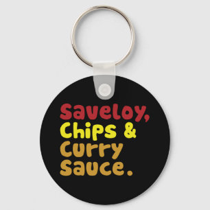 Saveloy, Chips & Curry Sauce. Key Ring