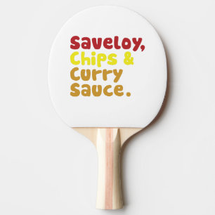 Saveloy, Chips & Curry Sauce. Ping Pong Paddle