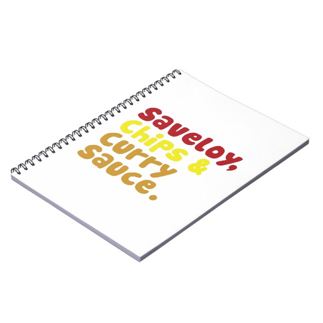 Saveloy, Chips & Curry Sauce. Spiral Notebook (Left Side)