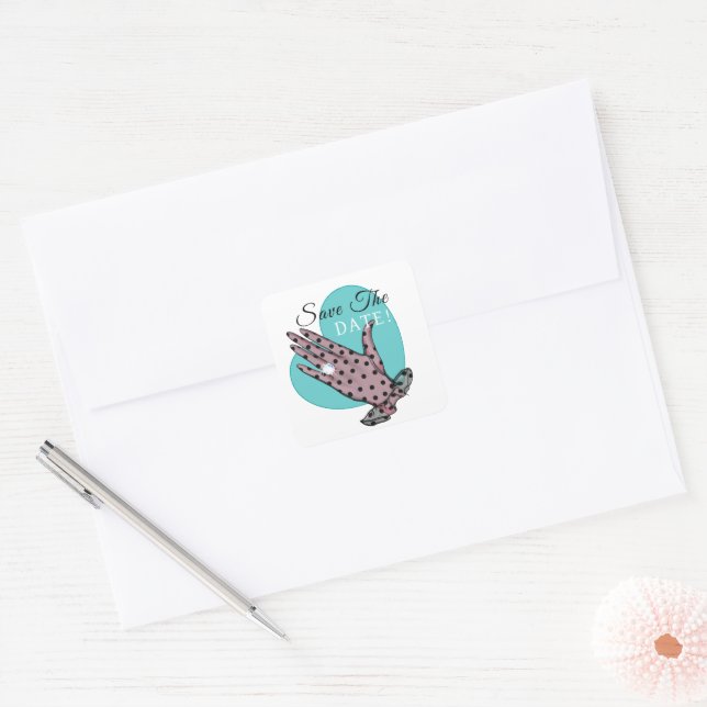 "SaveTheDate" Wedding Announcement Square Sticker (Envelope)