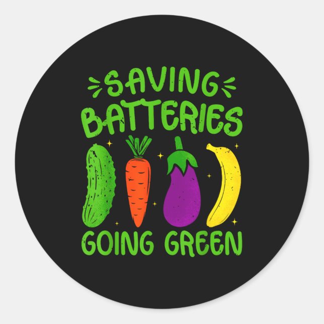 Saving Batteries Going Green Funny Inappropriate H Classic Round Sticker (Front)