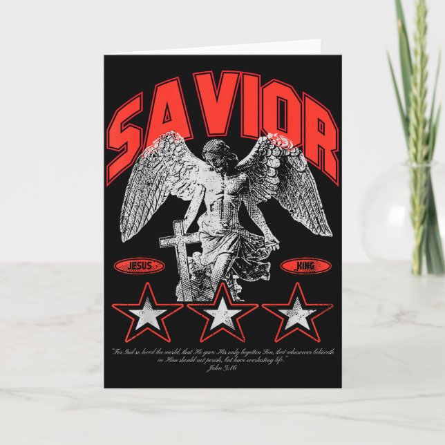 Savior - Christian Bible Verse Faith  Card (Front)