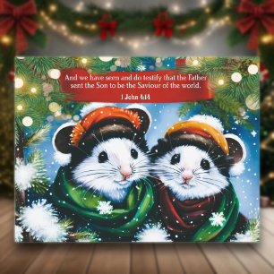 Saviour Of The World Scripture Cute Mice Art Holiday Postcard