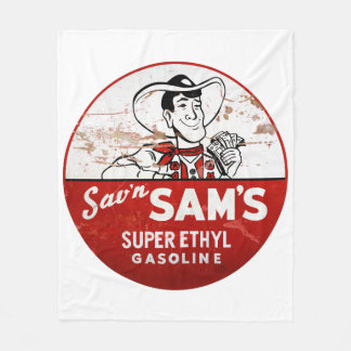 Sav'n Sam's Super Ethyl Gasoline distressed Fleece Blanket