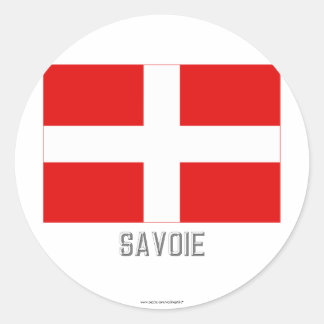 Savoie flag with name classic round sticker