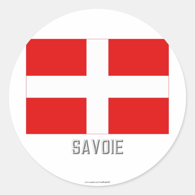 Savoie flag with name classic round sticker (Front)