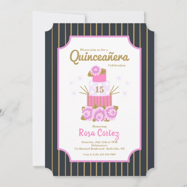 Savory Cake Quinceañera Invitation (Front)