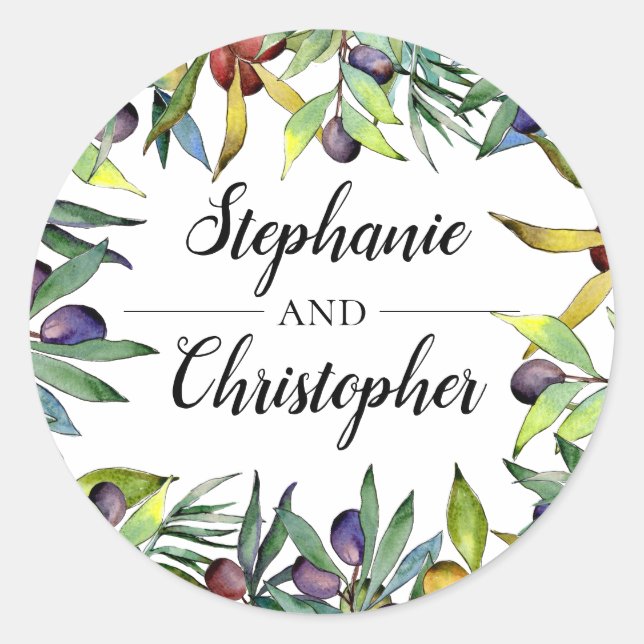Savory Olives Tuscan Watercolor Wedding Seal (Front)