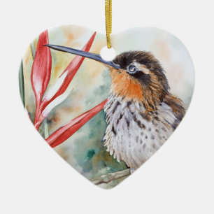 Saw-billed Hermit Hummingbird Ceramic Tree Decoration