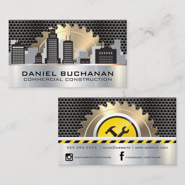 Saw | Metallic Grill | City Skyline Business Card (Front/Back)