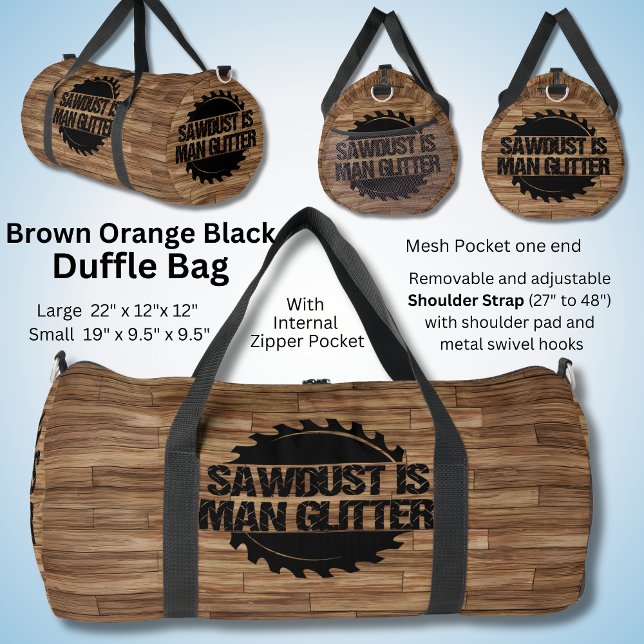 Sawdust is Man Glitter, for Carpenter Handyman Duffle Bag (Creator Uploaded)