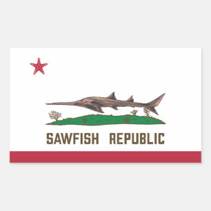 Sawfish Republic Ray Flag Carpenter Shark Rectangular Sticker
