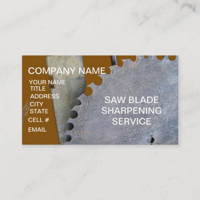Sawmill Blade Sharpening  Business Card (Front)
