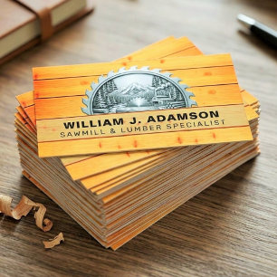 SAWMILL SAW & WOODGRAIN LUMBER MILL WOOD STUMP BUSINESS CARD