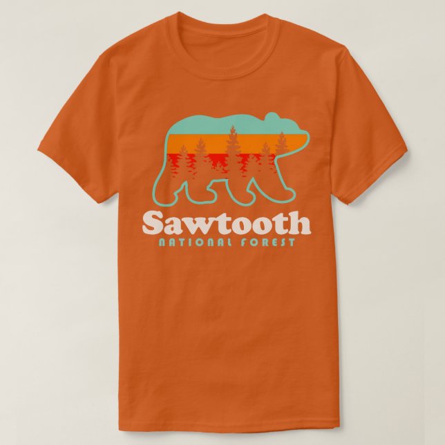 Sawtooth National Forest Camping Idaho Hiking T-Shirt (Design Front)