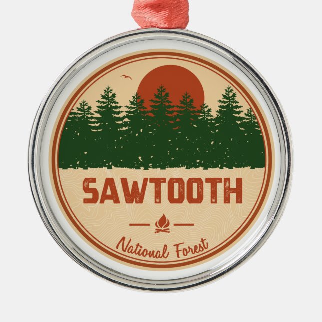 Sawtooth National Forest Metal Tree Decoration (Front)