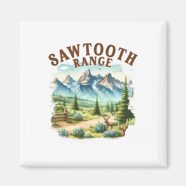 Sawtooth Range Idaho Travel Nature Mountain Explor Magnet (Front)