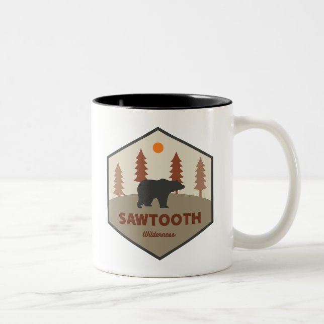 Sawtooth Wilderness Idaho Bear Two-Tone Coffee Mug (Right)