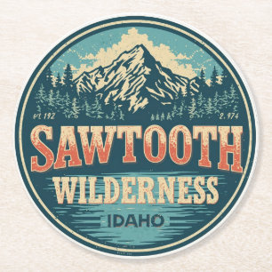 Sawtooth Wilderness Idaho Mountain Hiking Alpine  Round Paper Coaster