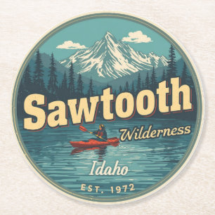 Sawtooth Wilderness Idaho Mountain Hiking Alpine Round Paper Coaster