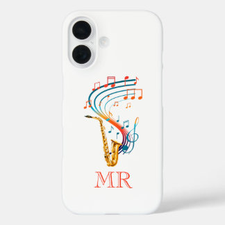Sax music | Initials iPhone 16 Case