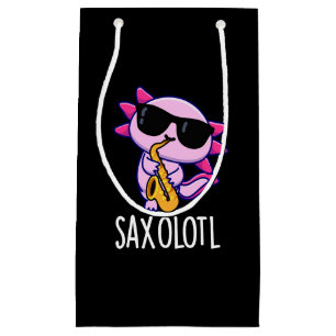 Sax-olotl Funny Saxophone Puns Dark BG Small Gift Bag