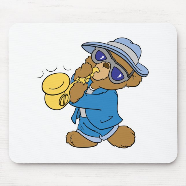 Saxaphone Jazz Blues Bear Mouse Pad (Front)