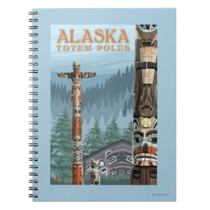 Saxman Totem Village Vintage Travel Poster Spiral Notebook