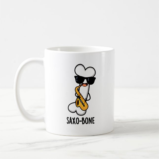 Saxo-bone Funny Bone Funny Music Pun   Coffee Mug (Left)