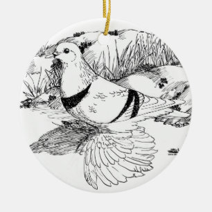 Saxon Crescent Pigeon 1973 Ceramic Tree Decoration