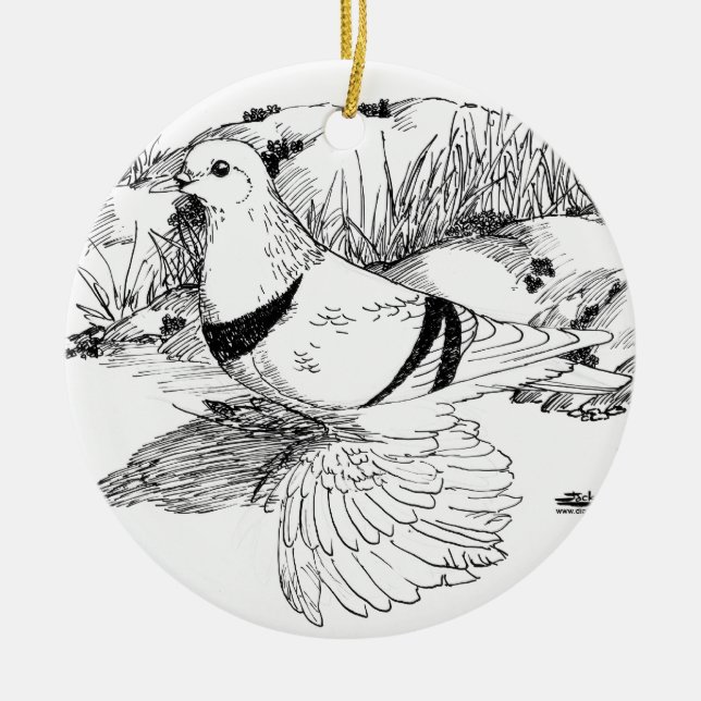 Saxon Crescent Pigeon 1973 Ceramic Tree Decoration (Front)