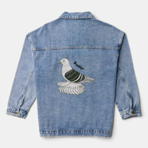 Saxon Shield pigeon bird cartoon illustration Denim Jacket