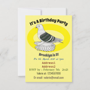 Saxon Shield pigeon bird cartoon illustration Invitation
