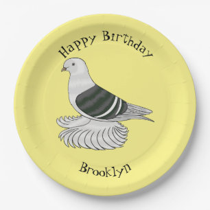 Saxon Shield pigeon bird cartoon illustration Paper Plate