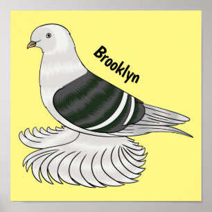 Saxon Shield pigeon bird cartoon illustration  Poster