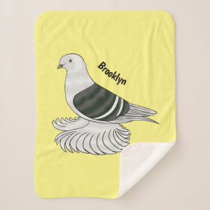Saxon Shield pigeon bird cartoon illustration Sherpa Blanket
