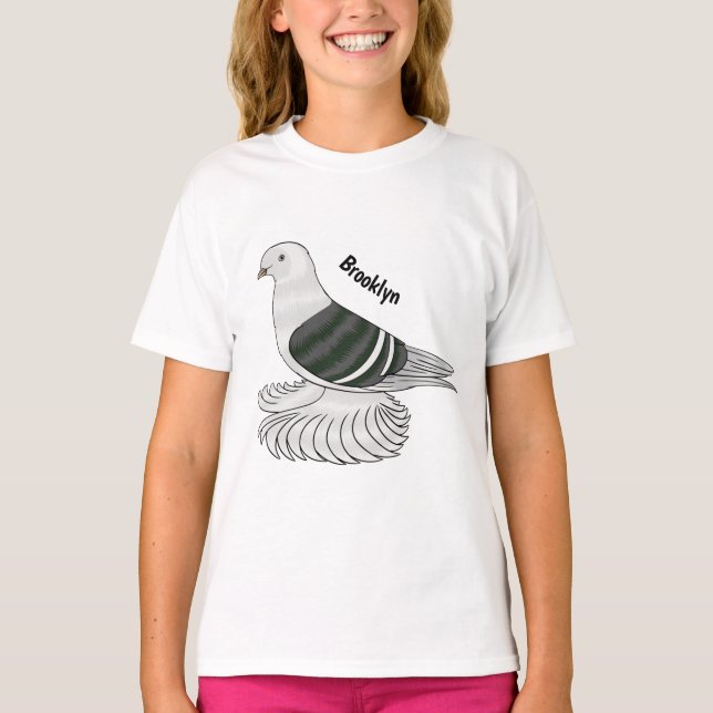 Saxon Shield pigeon bird cartoon illustration T-Shirt (Front)