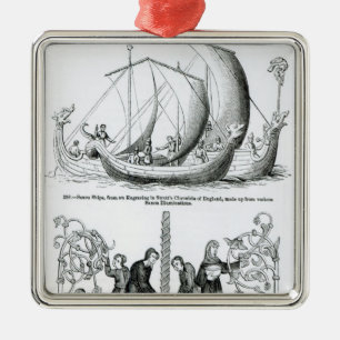 Saxon Ship Metal Tree Decoration