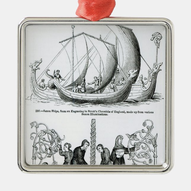 Saxon Ship Metal Tree Decoration (Front)
