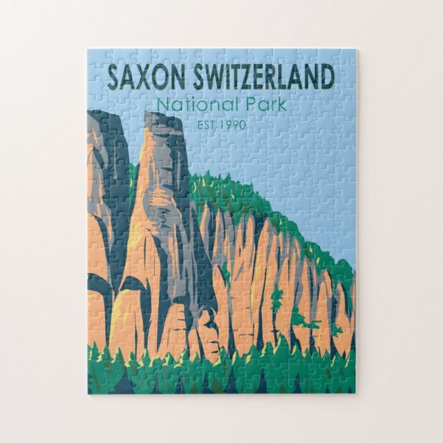 Saxon Switzerland National Park Germany Vintage Jigsaw Puzzle (Vertical)